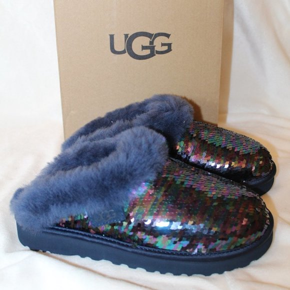 UGG Shoes - NIB UGG WOMEN'S SLIP ON SEQUIN CLUGGETTE SLIPPERS NAVY BLUE 6
